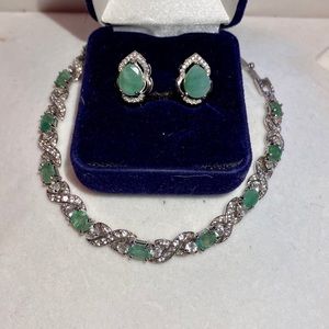 Vintage silver Jade set